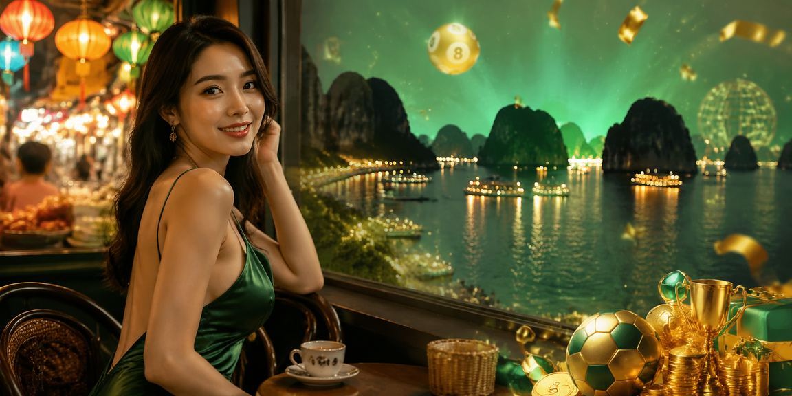 Du khách tại vịnh Hạ Long thư giãn bên cà phê và truy cập nền tảng giải trí trực tuyến trên điện thoại