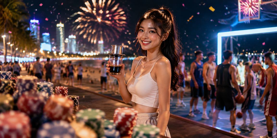 Người dùng tại Phan Thiết theo dõi cược bóng rổ quốc tế bên ly cà phê buổi sáng